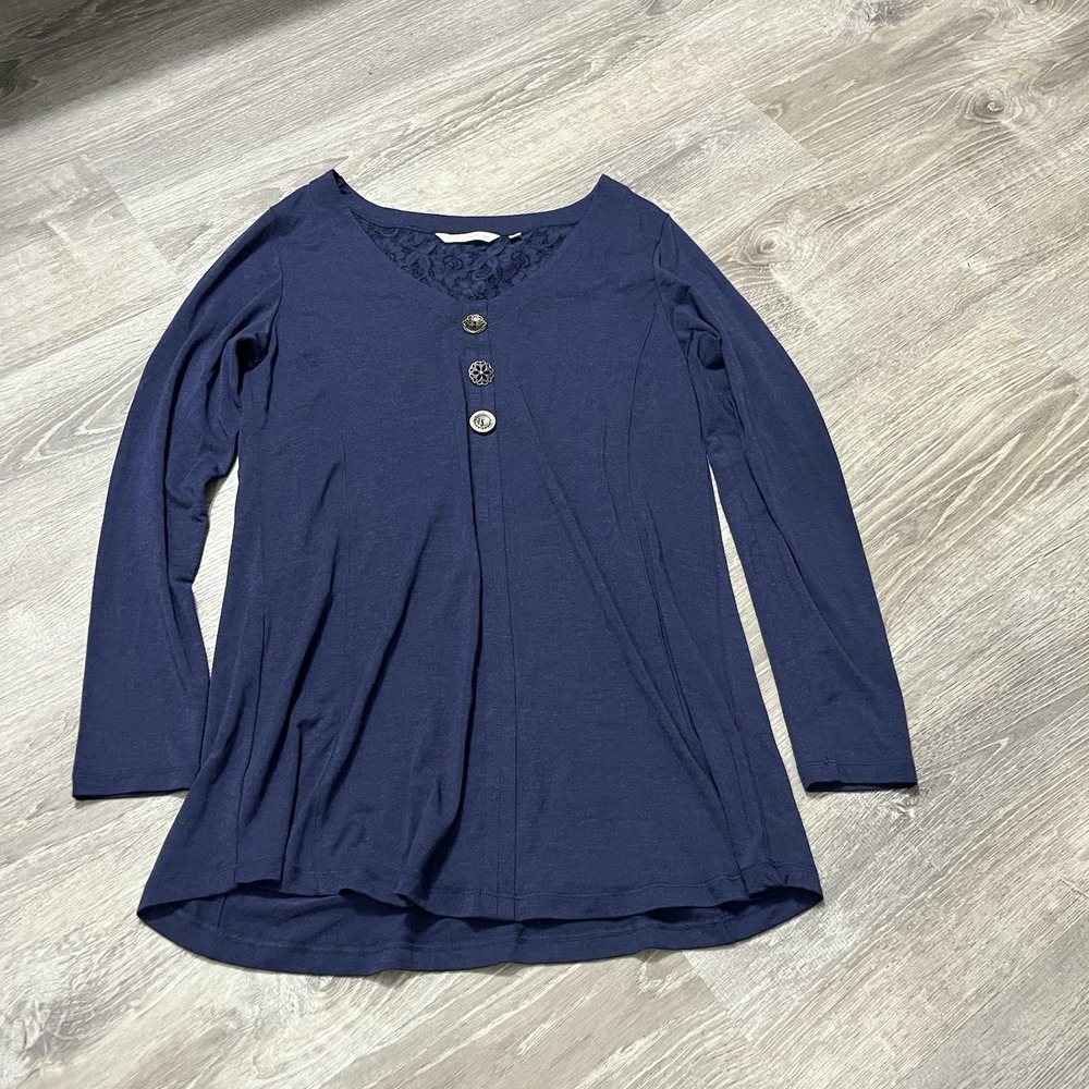 Soft Surroundings Top Women's Small Blue Lace Boho‎ Lagenlook